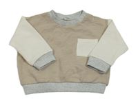 Béžovo-bielo-sivá mikina s vreckom M&S