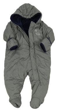 Sivá šušťáková zimná kombinéza s dinem a kapucňou Lupilu