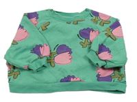 Tyrkysová oversize mikina s kvietkami Next