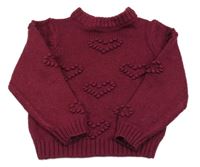 Vínový sveter s bambulkami M&Co.