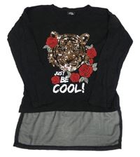 Černá tunika s tygrem z flitrů Page one young