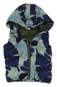 Modro-tmavomodrá šušťáková zateplená vesta s autom a kapucňou Hema