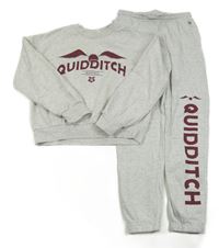 2set- bílo-šedá melírovaná crop mikina Harry Potter+ tepláky H&M