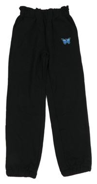 Čierne ľahké tepláky s motýlkom Shein