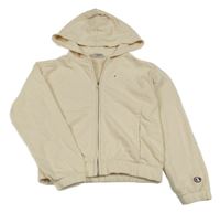 Béžová crop prepínaci mikina s logom a kapucňou Champion