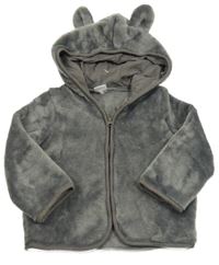 Sivá chlpatá prepínaci mikina s kapucňou