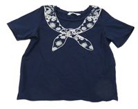 Tmavomodré tričko Shein