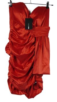 Nové - Dámské červené nařasené společenské minišaty Fashion Nova