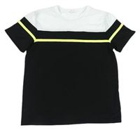 Bielo-čierne tričko s neónovým pruhom Shein