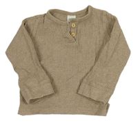 Béžové žebrované triko s knoflíčky H&M
