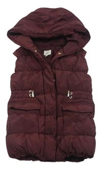 Mahagonová šusťáková zateplená vesta s kapucí River Island