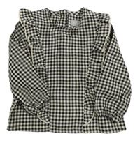 Béžovo-černá kostkovaná halenka s volánky Primark