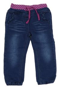 Tmavomodré teplákové rifle s úpletovým pasom Topomini