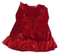 Červené sametové šaty s volánky F&F