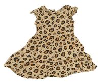 Béžovo-hnedo-čierne vzorované šaty s volánikmi Matalan