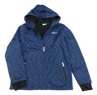 Modro-čierna melírovaná softshellová bunda s kapucňou YIGGA