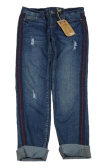 Nové - Tmavomodré rifle s pruhy a prošoupáním Y.F.K.