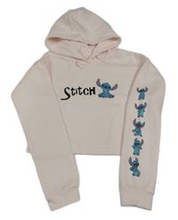 Svetloružová crop mikina so Stitchem a kapucňou Disney