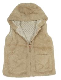 Béžová kožušinová podšitá vesta s kapucňou Nutmeg