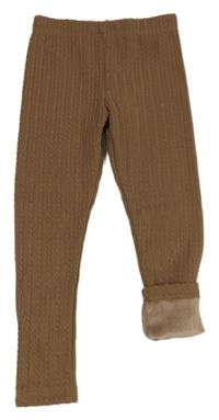 Hnědé žebrované/vzorované zateplené legíny sinsay