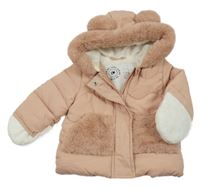 Světlerůžová šusťáková zimní bunda s kapucí George