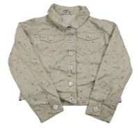 Béžová kvetovaná plátenná crop bunda Dopodopo