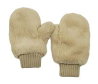 Béžové chlupaté palcové rukavice 