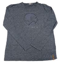 Tmavomodré melírované tričko s potlačou Yigga