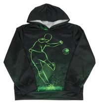 Antracitová mikina s fotbalistou a kapucňou