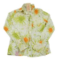 Nové - Bílo-zelená květovaná halenka 