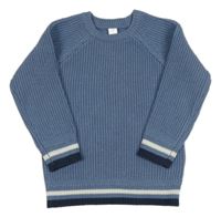 Modrý sveter s prúžkami Tu