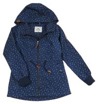 Tmavomodrá šusťáková květovaná jarní parka s kapucí Yigga