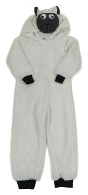 Bílo-černá huňatá kombinéza s kapucí - ovečka George