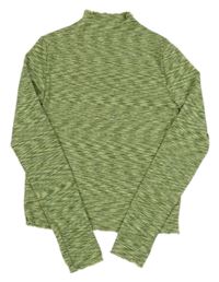 Zeleno-biele melírované crop tričko H&M