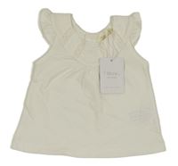 Nové - Smotanový bodkovaná ý top s čipkou Sfera