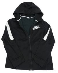 Čierna prepínaci mikina s pruhmi a kapucňou Nike