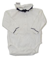Nové - 2set - Bílé košilové body + motýlek Next