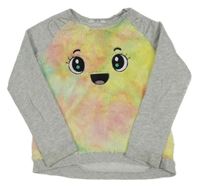 Sivo-žlto-chlpatá mikina s obličejem H&M