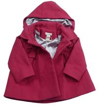 Ružový flaušový podšitý kabát s kapucňou Monsoon
