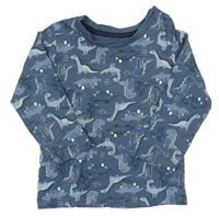 Modrošedé tričko s dinosaurami Matalan
