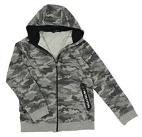 Šedá army propínací mikina s kapucí George 