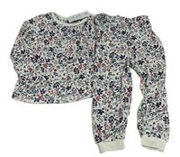 Biele zamatové pyžama s kvietkami zn. Primark