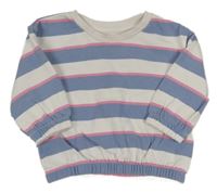 Bielo-modro-ružová pruhovaná oversize mikina zn. Primark