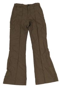 Béžovo-hnědé kostkované flare kalhoty H&M