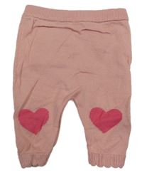 Broskvové pletené kalhoty se srdíčky Tu