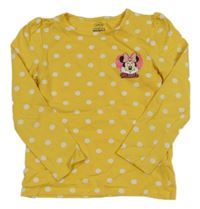 Žlté tričko s Minnií a bodkami Disney