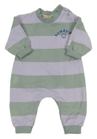 Kaki-levandulový pruhovaný teplákový overal s nápisom George
