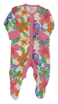 Bielo-ružový overal s kvetmi Next