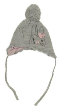 Sivá pletená podšitá čapica so zajačikom H&M