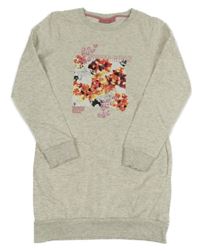 Šedé teplákové šaty s kytičkami Alive 